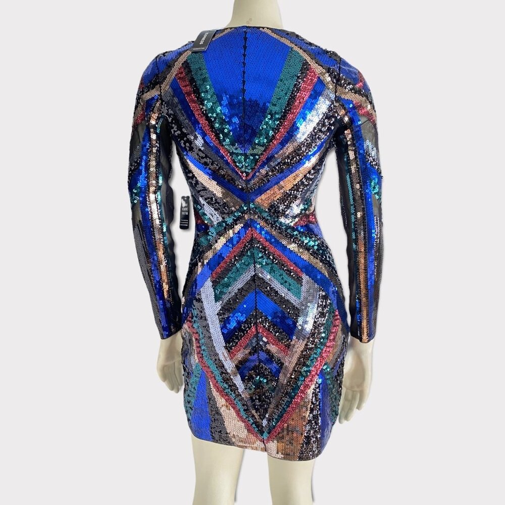 size XS Express dress sequin mini v-neck bodycon‎ cocktail/party Short mini NWT - Picture 7 of 10